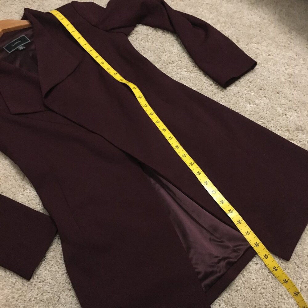 Le Château Long Burgundy Open Front Blazer Cardigan Jacket Size XXS - Picture 14 of 15